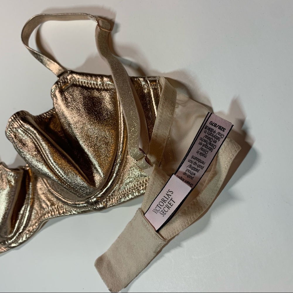 32B Victoria’s Secret Rose Gold faux leather Dream Angel push-up without padding - Picture 10 of 16